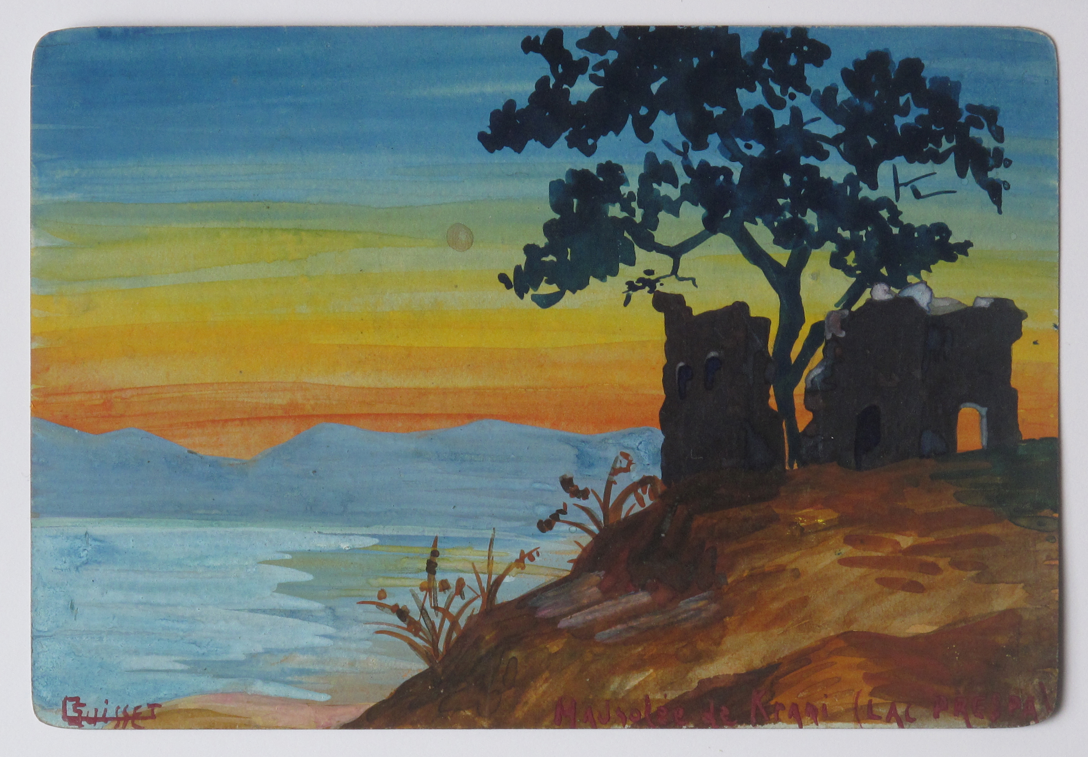 Mausolée de Kani, au bord du lac de Presba. 1918.